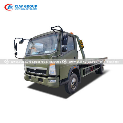 Sinotruk HOWO 4x2 6-Ton Flatbed Wrecker with 5-Ton Winch and Multi-Valve Control Tow Truck