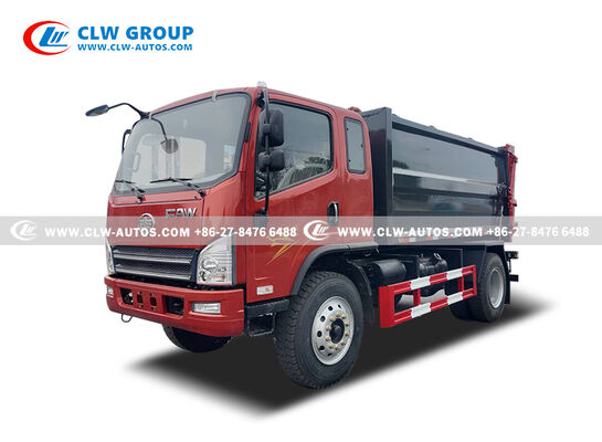 FAW Jiefang Tiger VH 4x2 Side-Loading Garbage Truck with Offset Hopper and Bucket Lift for Narrow Street Access and Hydraulic Compaction
