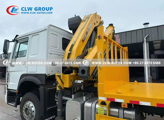 Sinotruk HOWO 6x4 Flatbed Wrecker Truck with 10 Ton Knuckle Boom Crane