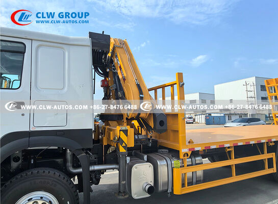 Sinotruk HOWO 6x4 Flatbed Wrecker Truck with 10 Ton Knuckle Boom Crane