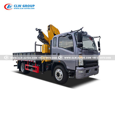 Sinotruk HOWO 4x2 5-Ton Knuckle Boom Crane Truck with 360° Rotation and 4.5m Cargo Box for Algeria