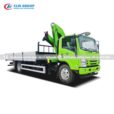 ISUZU 700P 5-Ton Crane Truck with Aluminum Alloy Cargo Box, Liquid Fuel Engine Heating & 10-Ton Tow Hook for Russian Market