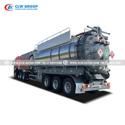25m³ 316 Stainless Steel Vacuum Tank Semi-Trailer with Italian JUROP PVT700 Vacuum Pump and High-Pressure Washing System