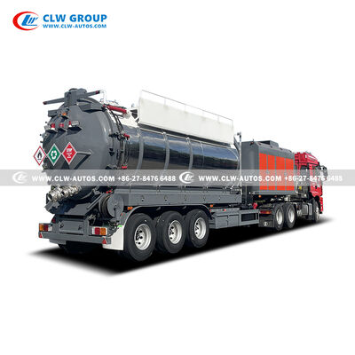 25m³ 316 Stainless Steel Vacuum Tank Semi-Trailer with Italian JUROP PVT700 Vacuum Pump and High-Pressure Washing System