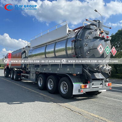 25m³ 316 Stainless Steel Vacuum Tank Semi-Trailer with Italian JUROP PVT700 Vacuum Pump and High-Pressure Washing System