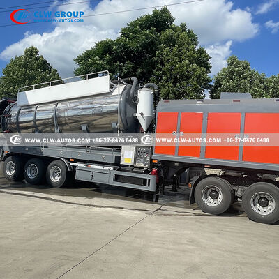 25m³ 316 Stainless Steel Vacuum Tank Semi-Trailer with Italian JUROP PVT700 Vacuum Pump and High-Pressure Washing System