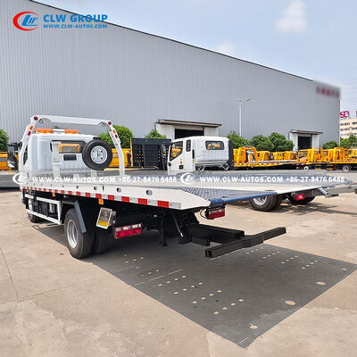 Dongfeng 4x2 4-Ton Flatbed Wrecker Truck with 4-Ton Hydraulic Winch, 2.5-Ton Rear Towing Arm & Complete Rescue Tools