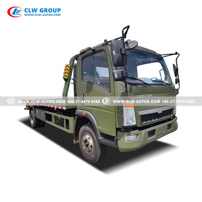 Sinotruk HOWO 4x2 6-Ton Flatbed Wrecker with 5-Ton Winch and Multi-Valve Control Tow Truck