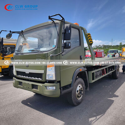 Sinotruk HOWO 4x2 6-Ton Flatbed Wrecker with 5-Ton Winch and Multi-Valve Control Tow Truck
