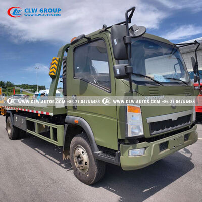Sinotruk HOWO 4x2 6-Ton Flatbed Wrecker with 5-Ton Winch and Multi-Valve Control Tow Truck