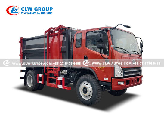 FAW Jiefang Tiger VH 4x2 Side-Loading Garbage Truck with Offset Hopper and Bucket Lift for Narrow Street Access and Hydraulic Compaction