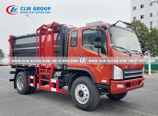 FAW Jiefang Tiger VH 4x2 Side-Loading Garbage Truck with Offset Hopper and Bucket Lift for Narrow Street Access and Hydraulic Compaction