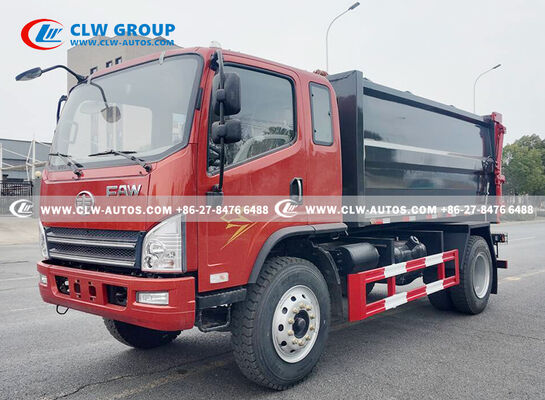 FAW Jiefang Tiger VH 4x2 Side-Loading Garbage Truck with Offset Hopper and Bucket Lift for Narrow Street Access and Hydraulic Compaction