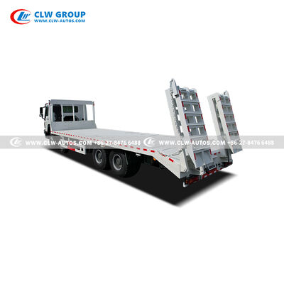 Sinotruk HOWO 8x4 400HP Flatbed Truck with 9m Manganese Steel Deck and Hydraulic Ramp for Heavy Machinery Transport